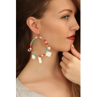 Boncuklu Bayan Halkalı Küpe