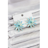 Buz Mavisi Kristal Taşlı Lotus Model Kadın Küpe
