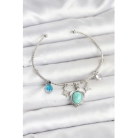 Caretta Caretta Charmlı Gümüş Renk Kadın Bileklik