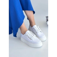 Carin Beyaz Keten Bağcıklı Spor Ayakkabı