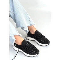 Ceas Siyah Triko Bağcıklı Spor Ayakkabı