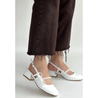 Ceyda Beyaz Cilt Topuklu Ayakkabı