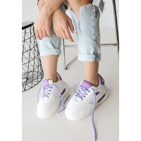 Chris Beyaz Cilt Lila Detaylı Bağcıklı Spor Ayakkabı