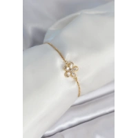 Çiçek Model Asansörlü Gold Renk Kadın Bileklik