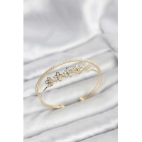 Çiçek Model Pirinç Gold Renk Kadın Bileklik