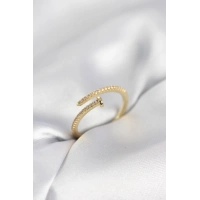 Çivi Model Zirkon Taşlı Gold Renk Kadın Yüzük