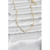 CM 14K Gold Renk Burgu ve Top Zincirli Model 60 cm Kadın Kolye