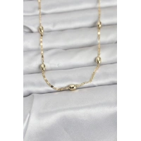 CM 14K Gold Renk Damla Topçuklu Zincir Model 60 cm Kadın Kolye