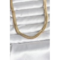 CM 14K Gold Renk Kalın Yassı Yılan Zincir Model 45 cm Kadın Kolye