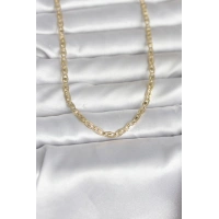 CM 14K Gold Renk Lazer Kesim Zincirli Model 60 cm Kadın Kolye