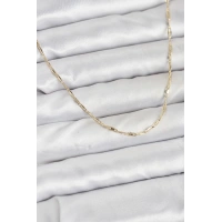 CM 14K Gold Renk Pirinç Ataç Zincir 60 cm Kadın Kolye