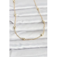 CM 14K Gold Renk Topçuklu Burgu Zincir Model 60 cm Kadın Kolye