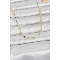 CM 14K Gold Renk Yassı Gemici Zincir Model 60 cm Kadın Kolye