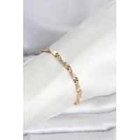 CM 14K Gold Renk Zincir Kalın Yassı Ezme Burgu Model Kadın Bileklik