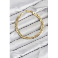 CM Başak Model Gold Renk Pirinç Kadın Bileklik