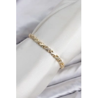 CM Çapraz Zincir Model Zirkon Taşlı VIP Seri Gold Renk Pirinç Kadın Bileklik