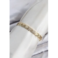 CM Çavuş Model Zirkon Taşlı VIP Seri Gold Renk Pirinç Kadın Bileklik