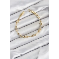CM Gold Renk Yıldız Model Zirkon Taşlı Pirinç Kadın Bileklik
