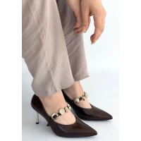 Conne Kahverengi Cilt Stiletto Ayakkabı