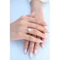 Daire Plaka Gold Renk Kadın Yüzük