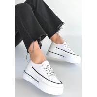 Dalen Beyaz Keten Bağcıklı Spor Ayakkabı