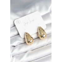 Damla Model Pirinç Gold Renk Kadın Küpe