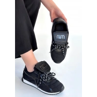 Dissa Siyah Cilt Bağcıklı Paraşüt Detaylı Spor Ayakkabı