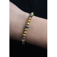 Doğal Taş Çember Model Gold Ve Füme Renk Asansörlü Erkek Bileklik