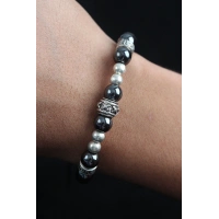 Doğal Taş X Model Antrasit Renk Asansörlü Erkek Bileklik