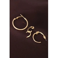 Düğüm Model Altın Renk Metal Çoklu Küpe