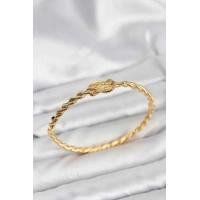 Düğüm Model Pirinç Gold Renk Kadın Kelepçe Bileklik