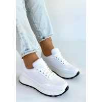 Edva Beyaz Cilt Bağcıklı Spor Ayakkabı