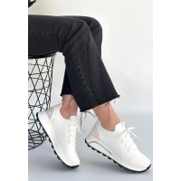 Feort Beyaz Triko Bağcıklı Spor Ayakkabı