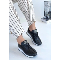 Fiert Siyah Cilt Bağcıklı Spor Ayakkabı