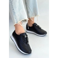 Finna Siyah Cilt Bağcıklı Spor Ayakkabı