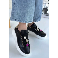 Gane Siyah Cilt Bağcıklı Spor Ayakkabı