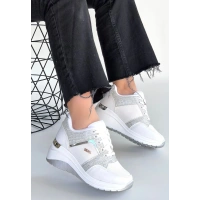 Geja Beyaz Cilt Bağcıklı Spor Ayakkabı