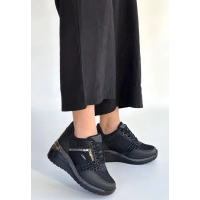 Geja Siyah Cilt Bağcıklı Spor Ayakkabı