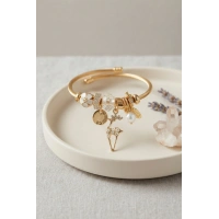 Geyik Model Gold Renk Beyaz Charmlı Bileklik