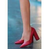 Giort Kırmızı Cilt Topuklu Ayakkabı