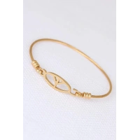 Gold Metal Çelik Figürlü Erkek Kelepçe Bileklik