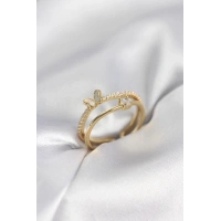 Gold Renk 2li Zirkon Taşlı Kelebek Model Kadın Yüzük