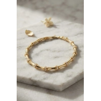 Gold Renk Bambu Model Zirkon Taşlı Kadın Bileklik