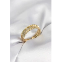 Gold Renk Başak Model Zirkon Taşlı Kadın Yüzük