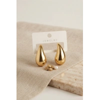 Gold Renk Damla Küpe 30 mm