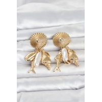 Gold Renk Deniz Temalı Vintage Kadın Küpe