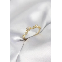 Gold Renk Gece Temalı Zirkon Taşlı Kadın Yüzük