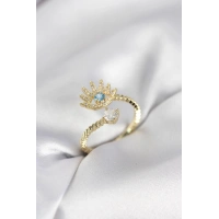 Gold Renk Göz Model Zirkon Taşlı Kadın Yüzük