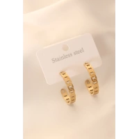 Gold Renk Halka Çelik Kadın Küpe