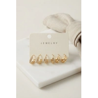 Gold Renk Halka Model 6lı Küpe Seti